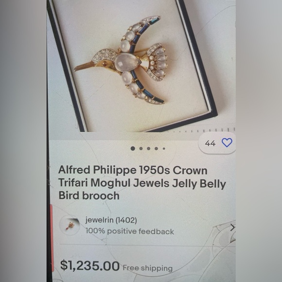 RARE Alfred Philippe Crown Trifari Jelly Belly humming bird brooch/pin - Picture 9 of 9